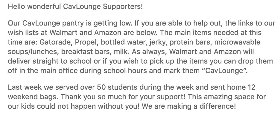 cavlounge's tweet photo. Cavlounge Supporters:  List Updates, Donation Alert!  See below:
Walmart Registry: https://t.co/tinkjC40qD…

Amazon Registry: https://t.co/HSP0PrmcLe…/Y2ZH91…/ref=nav_wishlist_lists_1… https://t.co/IkcgS0dB4R