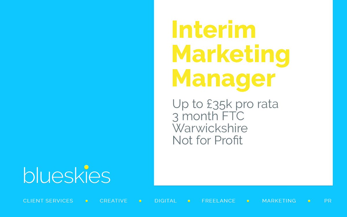 Available immediately and looking for some short term work - contact claire.needham@blueskiescareers.co.uk #marketing #immediatelyavailable