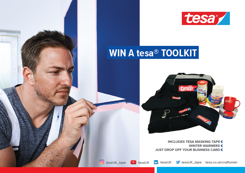 tesaUK_tape's tweet photo. If you visit the #Scottish #Decorator Federation on tomorrow @DalmahoyHotel #Edinburgh remember to bring a business card and drop it off at our stand for a chance to win a #tesa Toolkit. #Scotland https://t.co/VO3MdkghQk