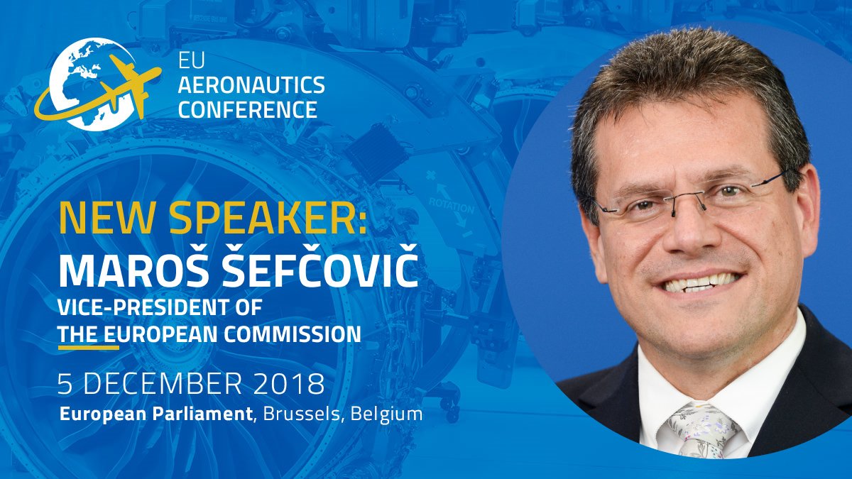#EUAERO18 SPEAKER ANNOUNCEMENT: Maroš Šefčovič (<a href="/MarosSefcovic/">Maroš Šefčovič🇪🇺</a> ), <a href="/EU_Commission/">European Commission</a> 's Vice President,  will speak at the 4th #EU Aeronautics Conference, hosted by <a href="/MHohlmeier/">Monika Hohlmeier</a> with the support of <a href="/ASDEurope/">ASD</a>, on 5 December 2018 at <a href="/Europarl_EN/">European Parliament</a>. #FutureofEurope