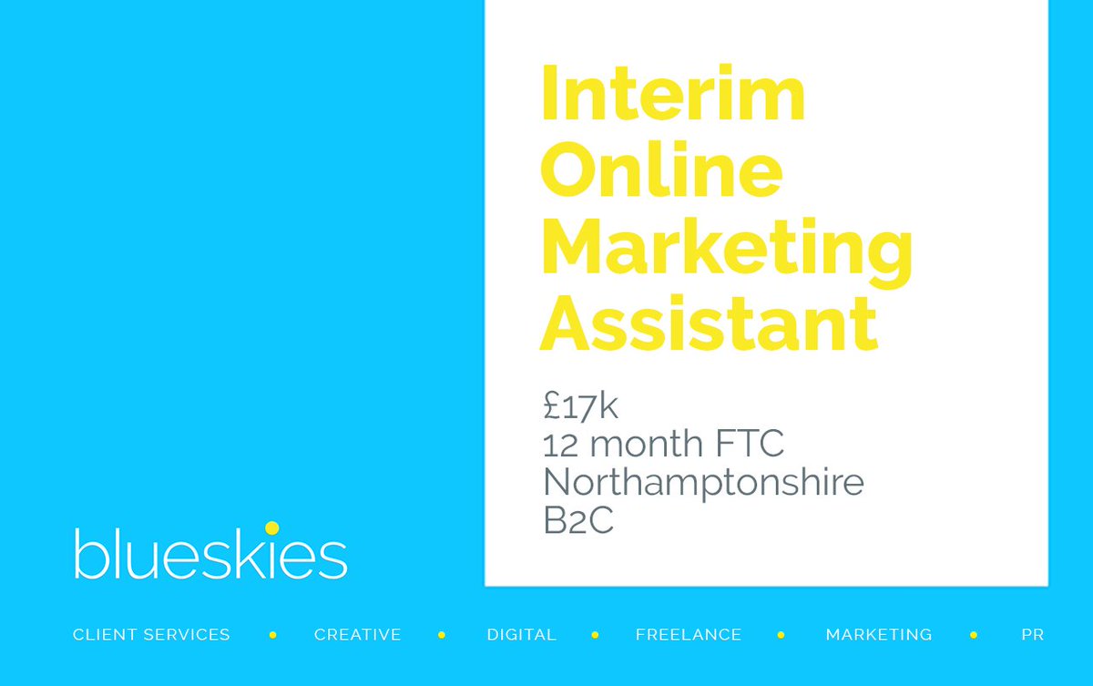 Looking for an entry level Marketing position - please do contact claire.needham@blueskiescareers.co.uk - #marketing #immediatelyavailable # graduates