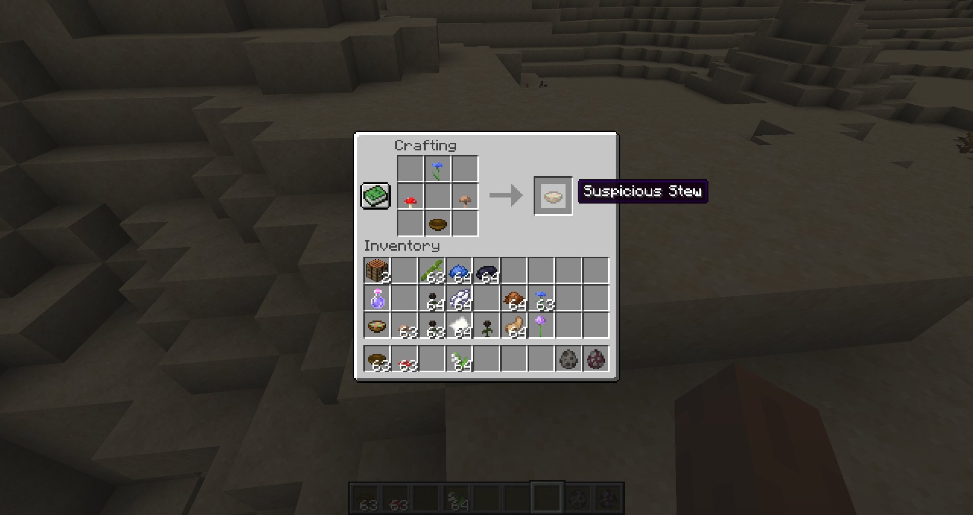 What is the title of this picture ? MCPE BETA 1.9 on Twitter: "Found out how to craft Suspicious Stew that