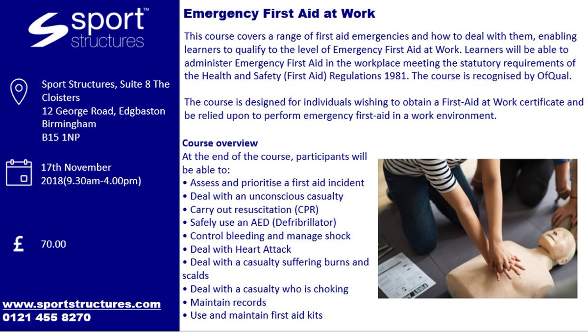 Sport Structures on Twitter "Are you in need of a qualified First Aider in your workplace