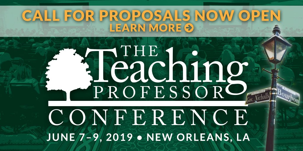 Time is running out if you plan to submit your speaking abstract to the 2019 Teaching Professor Conference. The Call for Proposals closes on Oct. 31. We invite you to share your ideas and expertise in New Orleans, June 7-9, 2019.  magnapubs.com/teaching-profe…  
#TeachProf19 #FacDev