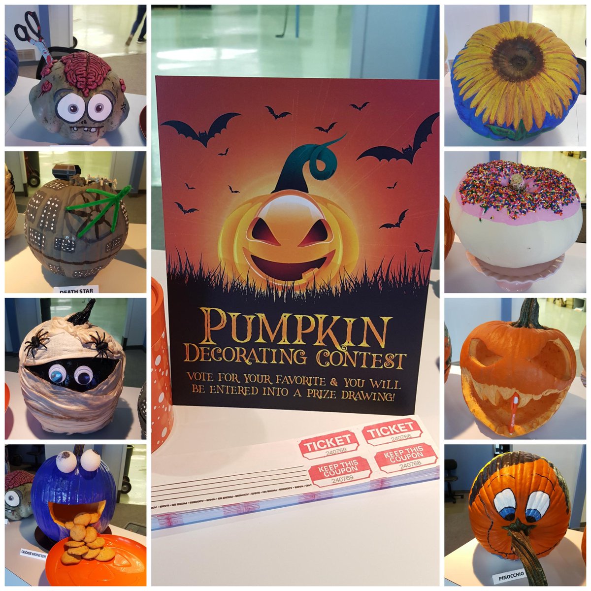 EasternEng1's tweet photo. Stop by our Muncie Office to vote on your favorite pumpkin & you will be entered into a prize drawing. Great job Team! #2018PumpkinContest #EasternEngineering #MuncieIN #Halloween https://t.co/naN5U3DHyU