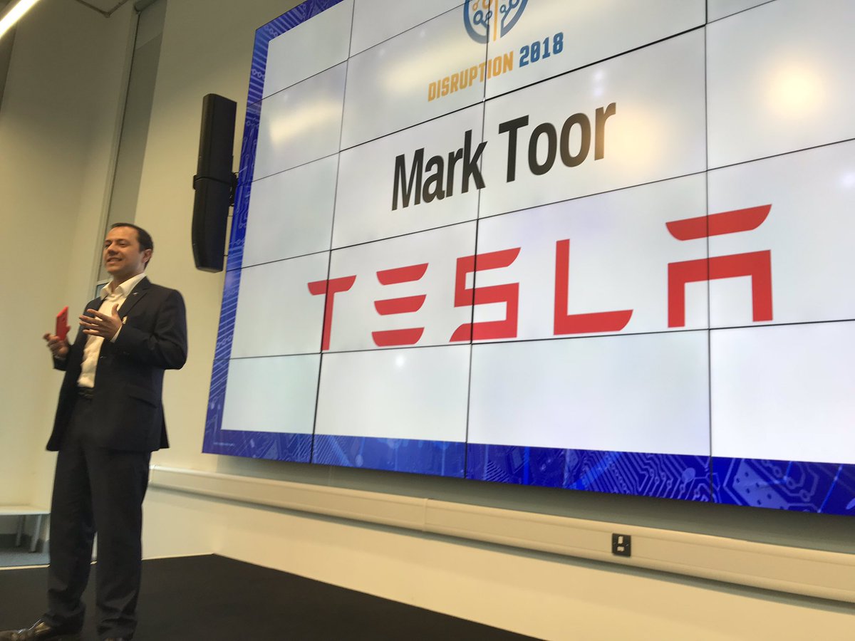 RichardFallonUK's tweet photo. Mark Toor from @Tesla takes the stage #disruption2018 @innobham @GrowSellRetire https://t.co/X4UWhJlDwV