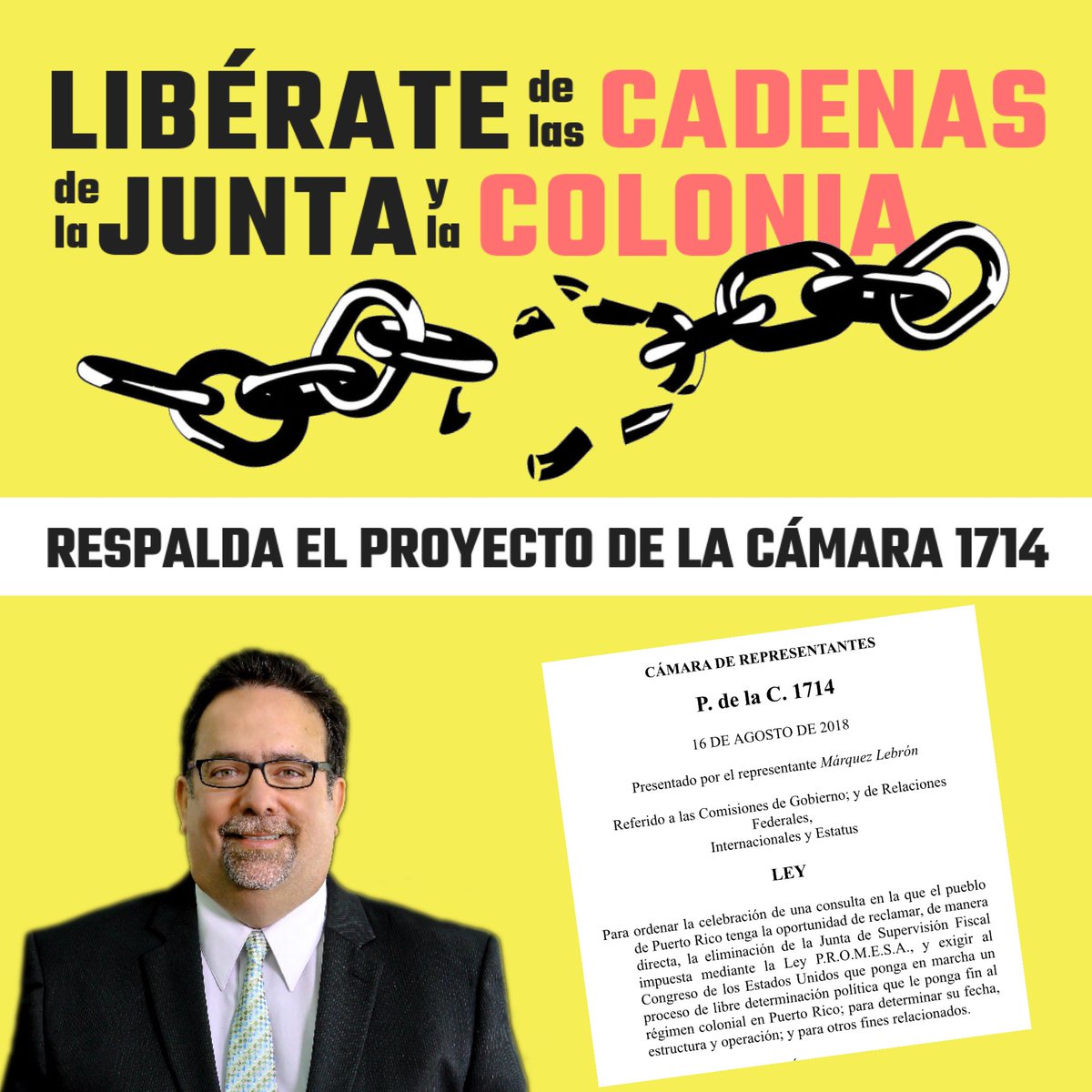 denismarquezpip's tweet photo. La Junta de Control Fiscal es un síntoma de la colonia. Siete personas no electas dictando políticas públicas para empobrecer al pueblo. Exijamos un proceso de descolonización que le ponga fin al régimen colonial en Puerto Rico. #PC1714 https://t.co/dgrPkZZims