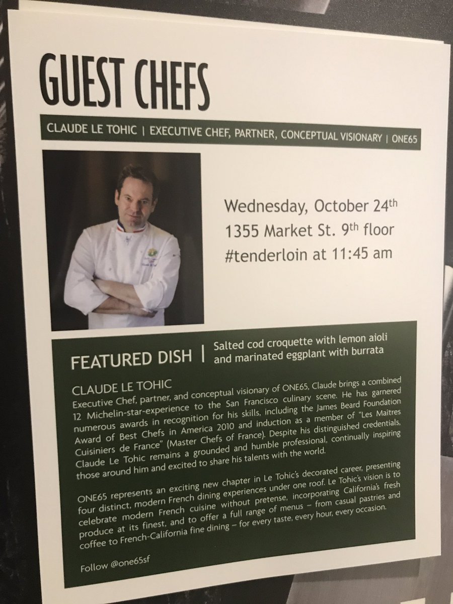 There are still some amazing salted cod croquettes available from <a href="/one65sf/">ONE65 San Francisco</a> on #tenderloin #GuestChefSF tweet and use #ONE65TakesTwitter for a chance to win a $250 gift certificate for their operation which is coming to SF later this year.
