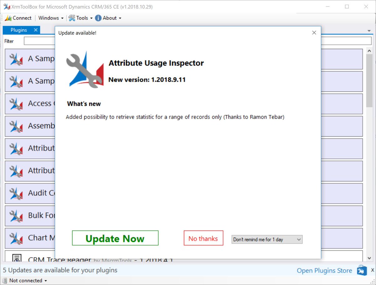 XrmToolBox's tweet image. New version of #XrmToolBox released! This version helps you to maintain your plugins up to date! #MSDYN365