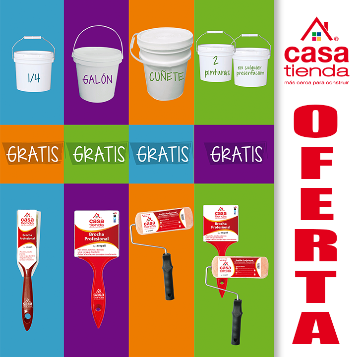 RedCasaTienda's tweet photo. Por tus compras de pintura en cualquier presentación podrás llevarte gratis accesorios para pintar de nuestra marca propia CasaTienda. https://t.co/y9F72TKRTl