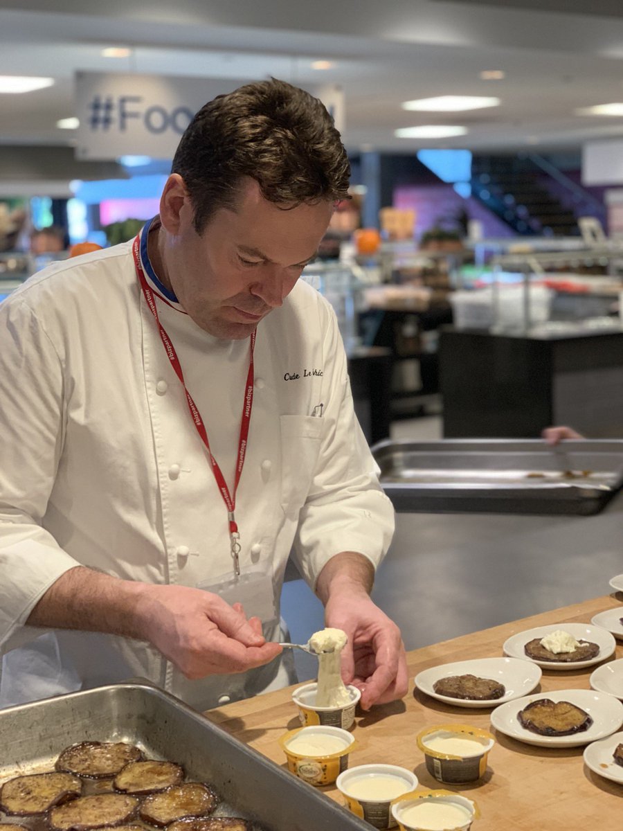 Chef Claude Le Tohic preparing marinated eggplant with fresh burrata <a href="/Twitter/">Twitter</a> #ONE65takestwitter <a href="/one65sf/">ONE65 San Francisco</a> #sanfrancisco