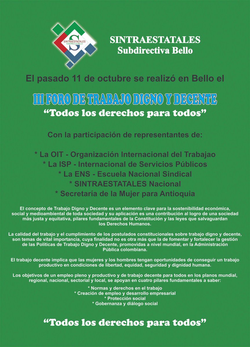 SintraBello's tweet photo. III FORO DE TRABAJO DIGNO Y DECENTE https://t.co/JUx0CFyJbu
