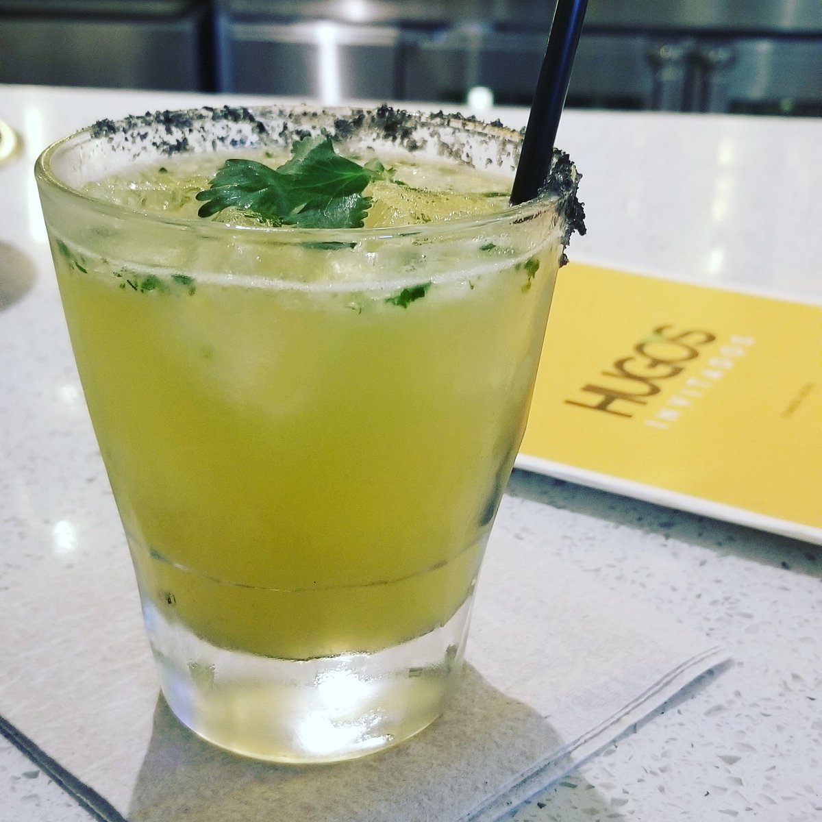 SavvyMrsWright's tweet photo. Next time you visit @HugosInvitados, see Edgar and ask for the "Nicole Baby" cocktail. Mezcal, cilantro, serrano pepper, fresh lime juice, and pineapple. It's so delicious and the name is perfect😉 @savvynsocial #savvycocktails #hugosinvitados https://t.co/jmYqxsvgud