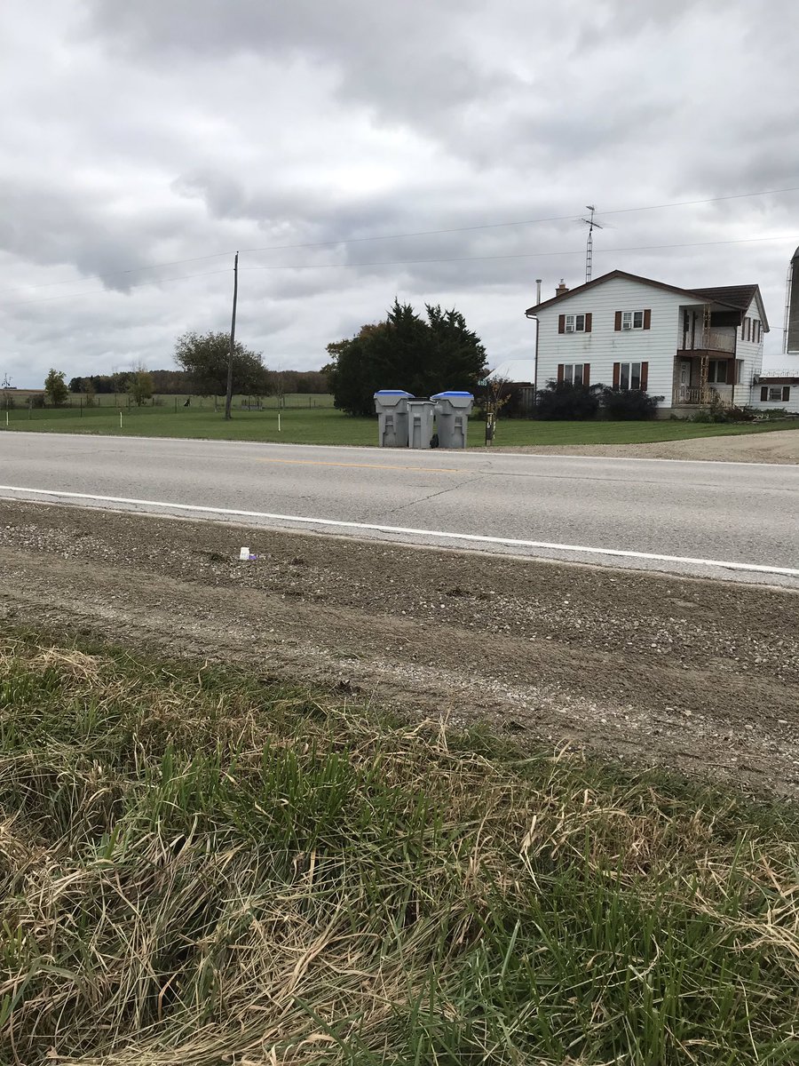kimberl1981's tweet photo. We are impressed that the @PerthCoRoads grader driver stopped to move the bins across the road. Not sure how many bins they had to stop to move but the fact they made the effort to keep residents happy deserves recognition. @PerthCounty @pertheast https://t.co/YAh2aVhBil