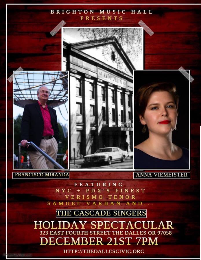 AnnaViemeister's tweet photo. Save the date Oregon ;)
#civicauditoriumthedalles #thedallesoregon #followforfollowback #mostlymezzo #thedallescivicauditorium #operasingersofinstagram #holidayconcerts #vpnyc #opera #jazz #piano #chorus #myhometown https://t.co/uIJSQJWOy9