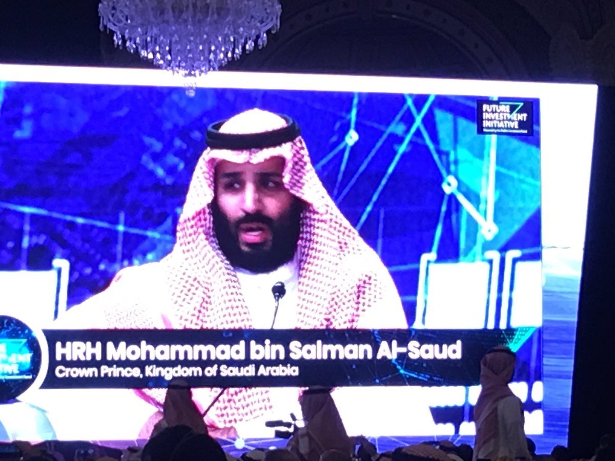 Crown Prince of KSA, Crown Prince of Bahrain and Prime Minister of Lebanon closing the second day of the FII conference in Riyadh