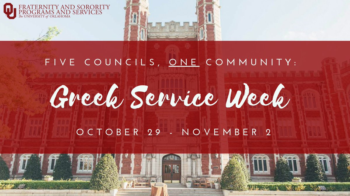Join @oklahomafsps and our 5 governing council's for the 2nd Annual #OUGSW! 

MGC has chosen our local <a href="/ymca/">ymca</a> in Norman to give back to this year, so join our community on Nov. 1 from 12-4pm at the Norman YMCA!