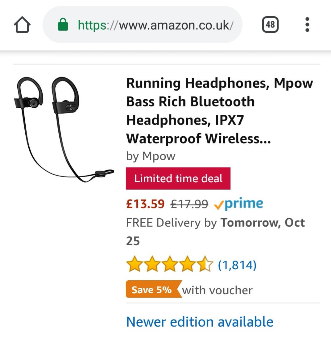 pauldermott's tweet photo. @AmazonUK Hey I'm trying to buy these earphones for the price shown in the pic but this isn't the price in checkout...
https://t.co/Hhiy9r8qvT https://t.co/hte3h9JRtV