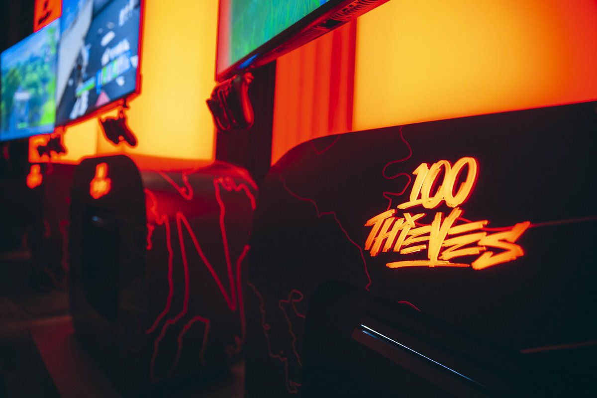 Nadeshot's tweet image. Wanted to share with you the custom gaming rigs we built for Drake’s Scorpion Tour that will live on permanently in the future 100 Thieves facility.