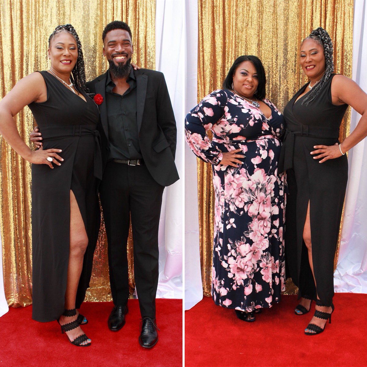 The founder and creator of the Featured Highlights Awards on the red carpet with the 2018 hosts Corey Jones and Comedienne Simply Net.