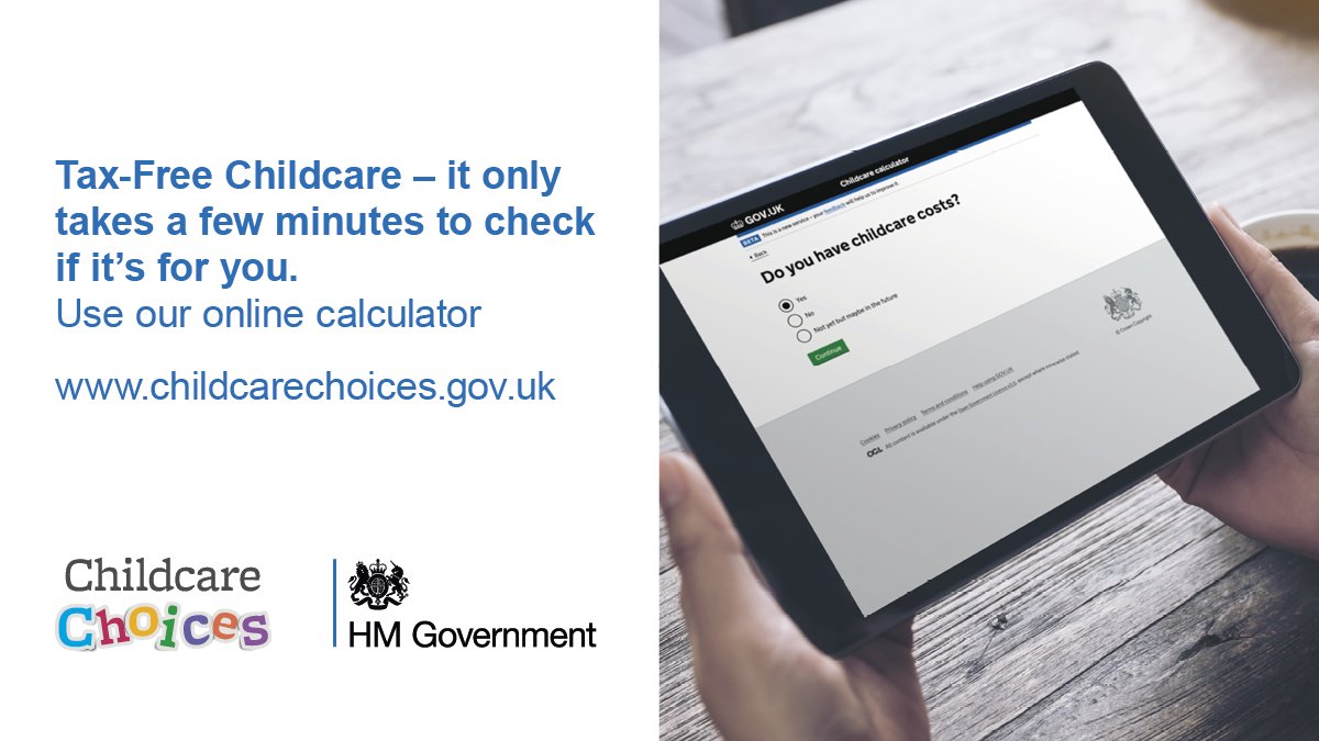You could get up to £2,000 per child, per year towards childcare costs. Don't miss out on Tax-Free Childcare. Visit our website to see if you're eligible #childcarechoices #SmarterGov childcarechoices.gov.uk/?utm_source=HM…