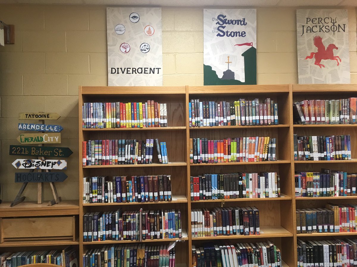 CMSLibraryHCPSS's tweet photo. Check out the new student book-themed artwork in the CMS Media Center! https://t.co/UszkpJlphh