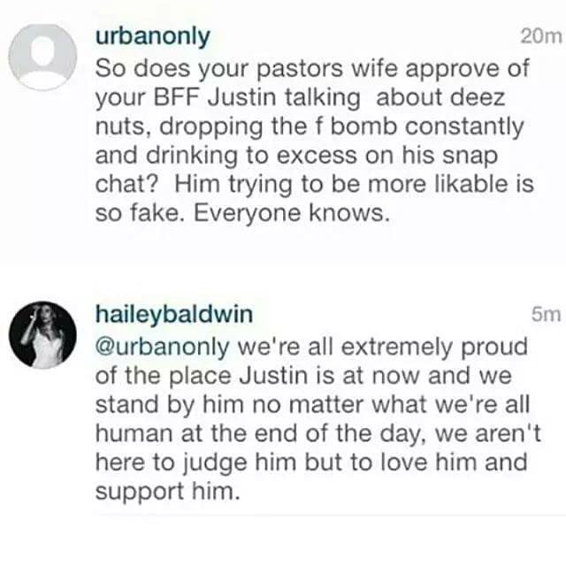 June 12, 2015. Hailey talking about Justin on Instagram.