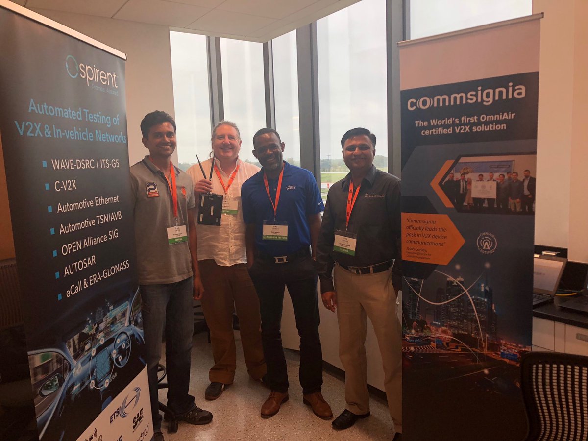 jasonmconley's tweet image. ⁦@Qualcomm⁩ ⁦@Spirent⁩ ⁦@RohdeSchwarz⁩ @7layers conducting a successful C-V2X testing demonstration at ⁦@OmniAirCon⁩ Texas Plugfest. #CV2X #LTEV