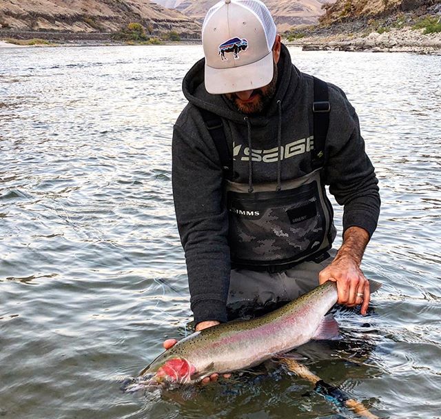 Rosy cheeks in October are tough to beat. #north40flyshop #steelhead #swingthefly #simmsfishing #patagoniaflyfish #sageflyfish