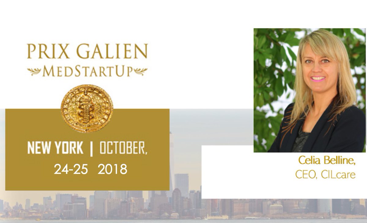 <a href="/cilcare/">Cilcare</a> will be attending the Prix Galien Medstartup in New York from 24 to 25 October 2018. Feel free to join Celia Belline, CEO to learn more about our services to develop drug candidates for ear disorders. cilcare.com/cilcare-at-the… #medstartup #prixgalien