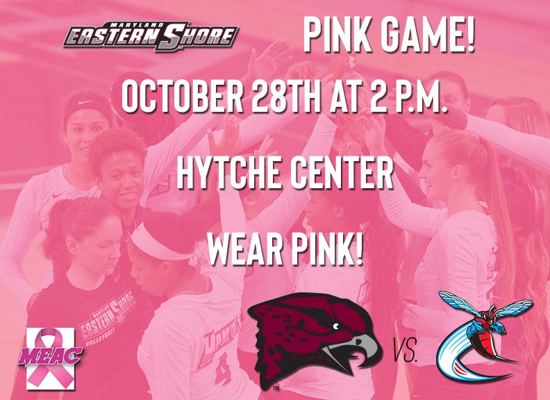 Come support the Hawks during their annual pink game this Sunday at Hytche! Tickets at umestickets.com #OurShoreOurTeam