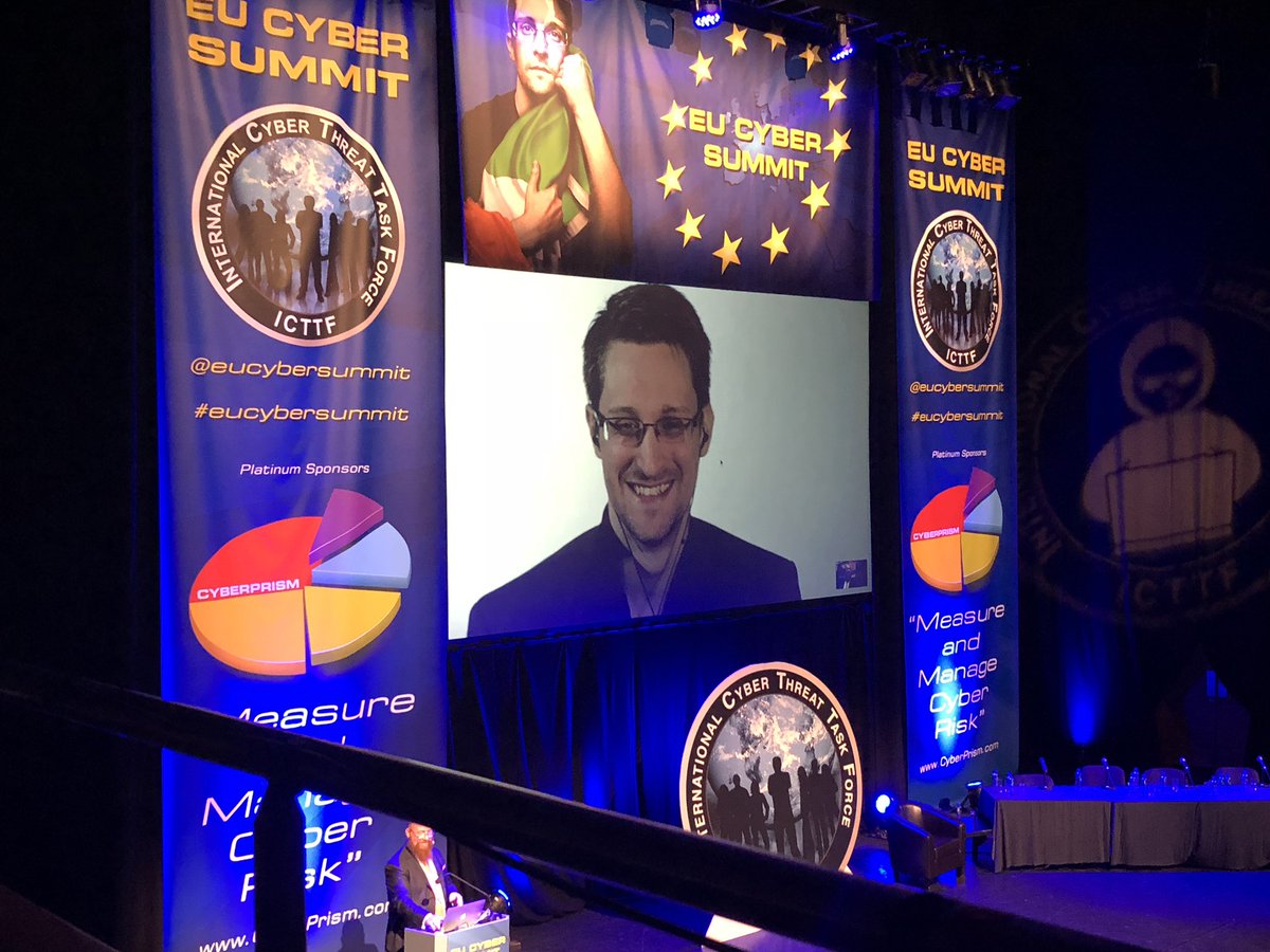 culbertp's tweet image. Live stream with @Snowden at @eucybersummit
