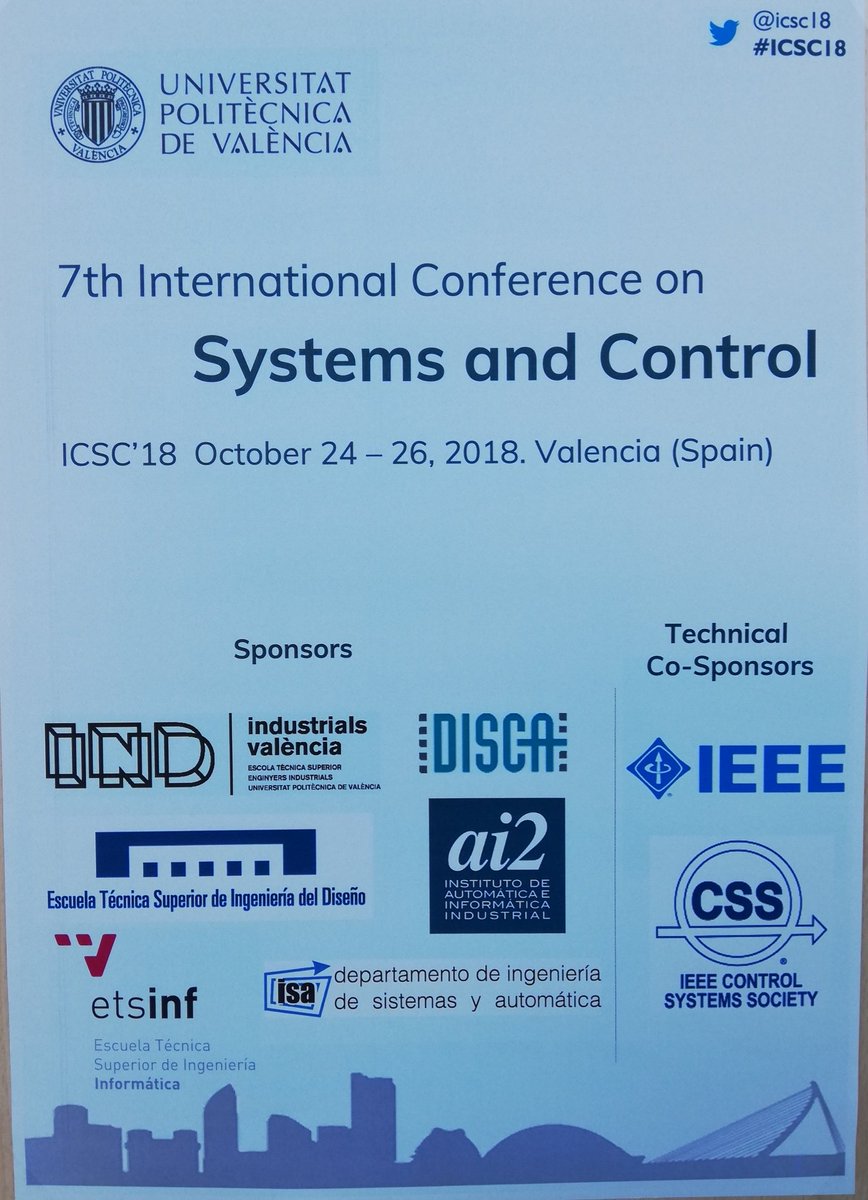 icsc181's tweet photo. ICSC'18 is being carried out thanks to our sponsors @Institutoai2upv DISCA, @etsinfupv @ETSID, @IEEEorg, @CSSIEEE https://t.co/4mtHG8yjop