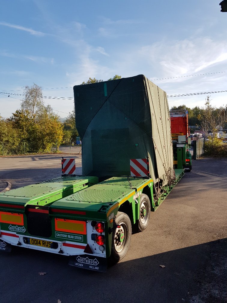 What a lovely day for shipping the next new Hare press. This one is destined for a location in the North East. Complete, collapsed and wrapped and off we go!
