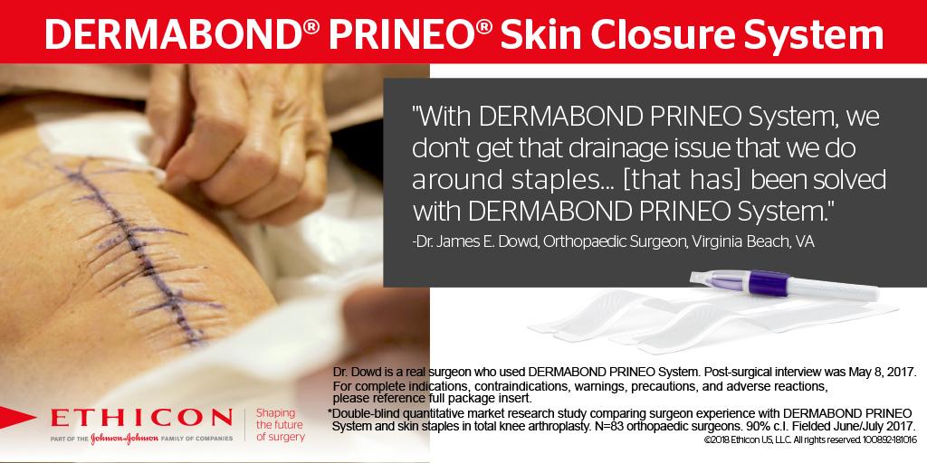 Ethicon on X: #Surgeons agreed that DERMABOND® PRINEO® Skin Closure System  resulted in less wound drainage compared to staples.* Click here for one  surgeon's story.  #MoreThanSkinClosure #Ethicon # DERMABOND #PRINEO