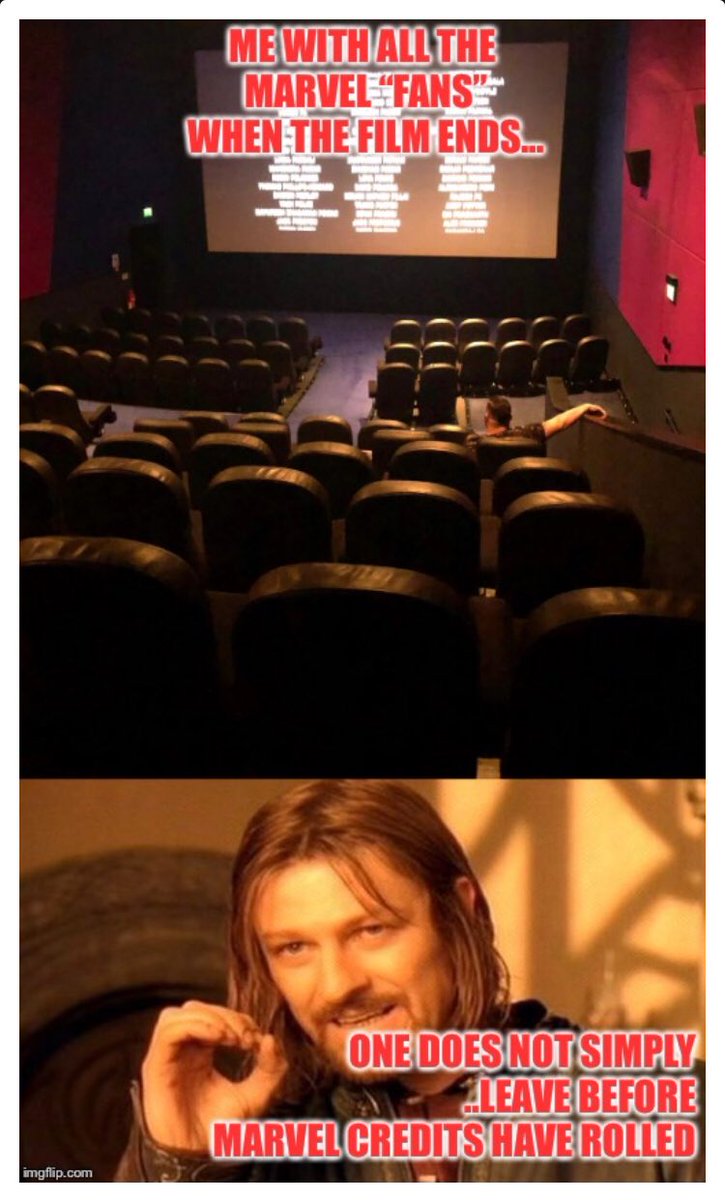 Hobo1Gaming's tweet photo. Me after watching a marvel movie ....#marvel @MarvelStudios @Marvel @seanbean #meme #onedoesnot #simply #watchthecredits #aftercreditscenes https://t.co/Feo2syEmqu