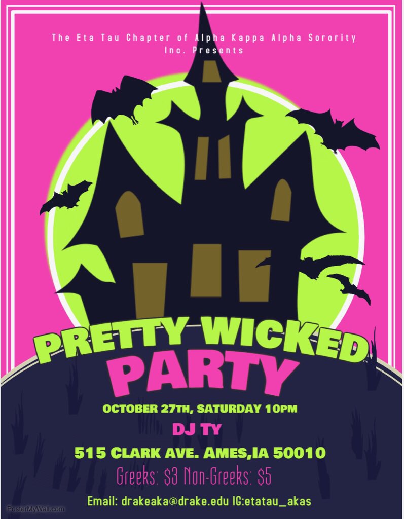 DU_NPHC's tweet photo. It’s that time of year again! It’s time for Eta Tau’s annual fundraiser party! Kome party with  the pretty girls this spooky szn! 💕🎃💚👻 https://t.co/O3ATud88vu