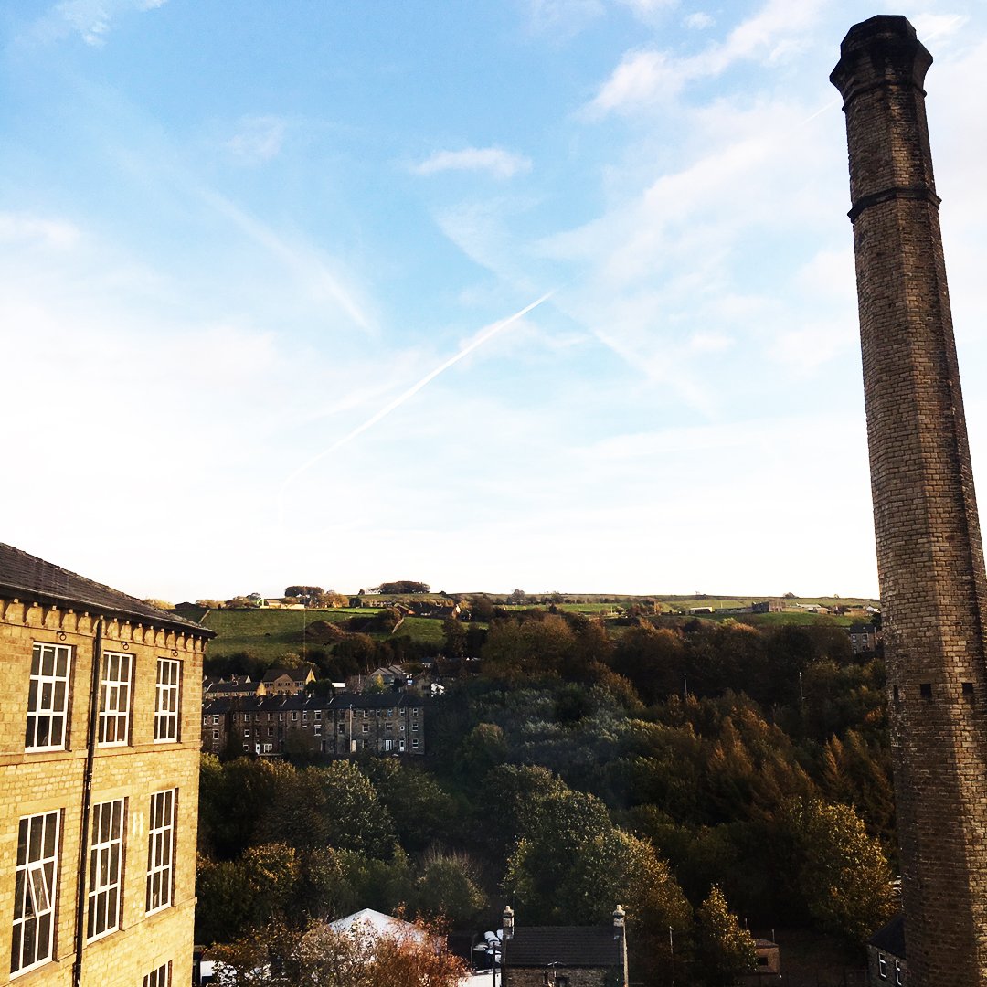 Slaith_UK's tweet image. You can still see some green, but you can also see the browns and reds creeping into the landscape seen from our top floor mill window. #Sweaterweather is approaching. #Slaith #Slaith_UK #knitwear #merino #wool