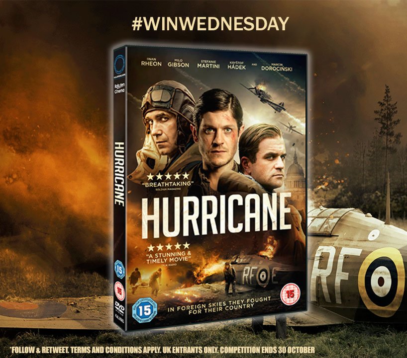 It's #WinWednesday &amp; we have a fantastic #giveaway for you to #WIN HURRICANE on DVD, simply follow &amp; RT! 
Starring @IwanRheon, Milo Gibson &amp; Stefanie Martini, HURRICANE tells the incredible true story of Squadron 303. Good Luck!

#Competition ends Oct30, T&amp;Cs Apply