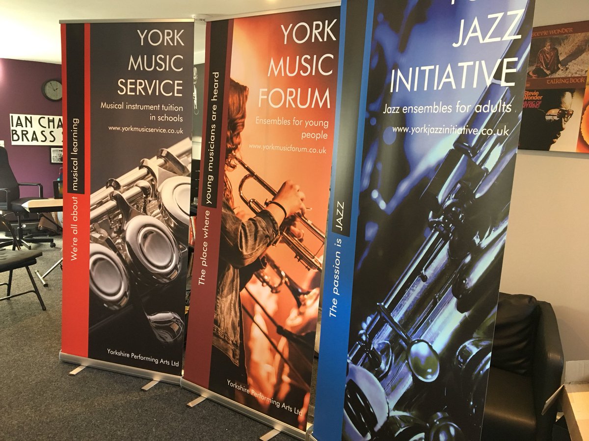 York_Music's tweet photo. The new roller banners for all 3 Yorkshire Performing Arts activity streams have arrived and looking very smart! https://t.co/P2dathzQ5r