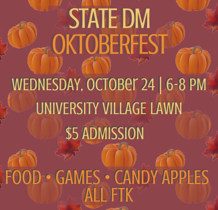 Jayklin1's tweet photo. What’s up Party People??? StateDM is having an awesome Oktoberfest and it’s going to be super fun! Come have some food, play games, be FTK, and come see ME!! I will be there from 6-8! Come say hi, take some pictures, and get in the fall spirit!! #FTK #decadeofdancing https://t.co/WghTN9FngO