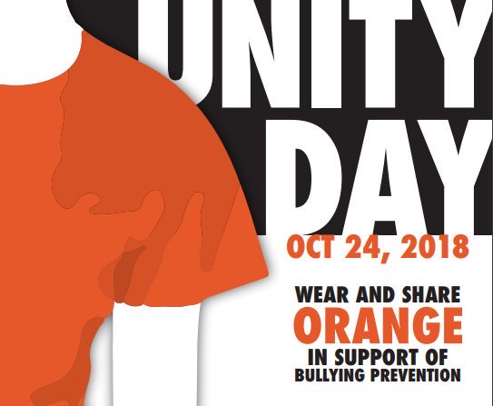 Jennipulos's tweet photo. Today, we wear orange to stand against bullying, and unite together for kindness, inclusion and acceptance. #UnityDay #bullyingpreventionmonth #buddynotbully #unityday2018 https://t.co/rV6KOEU8D3