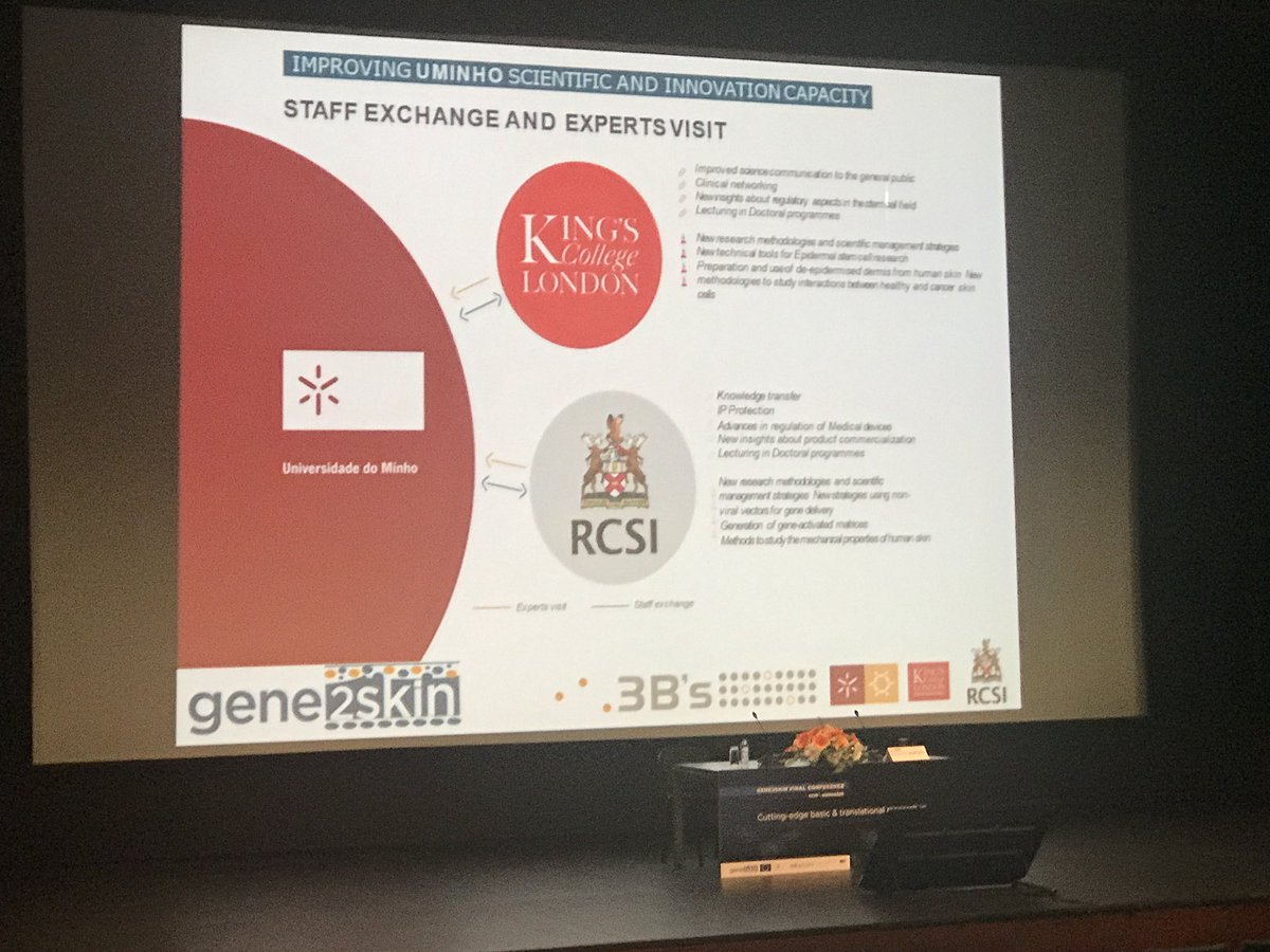 fjobrien's tweet photo. Alexandra Marques bringing the #Gene2Skin Final Conference detailing some of the great accomplishments of the project. Been a real privilege to be part of it &amp; to work with @3bsuminho &amp; @KCLstemcells @RCSI_Irl https://t.co/RKlZFbN3nd
