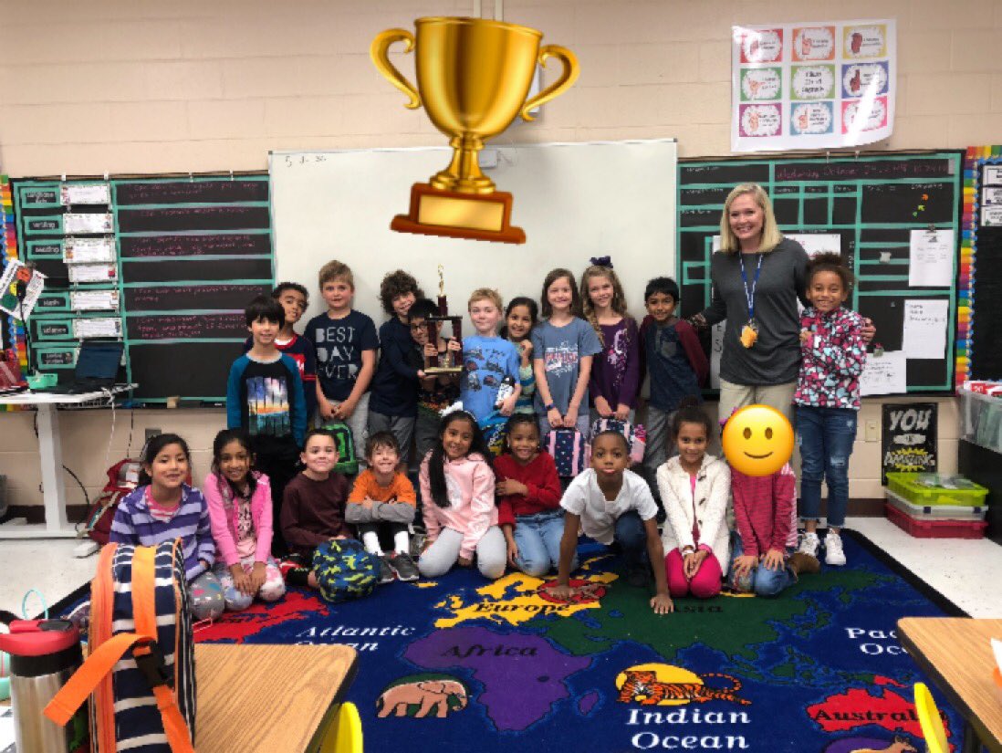 MrsASmith1st's tweet photo. Be here everyday, all day, all the way! We won the attendance trophy for September! #attendance @NorthwoodElemen https://t.co/drAEPjNLJ7
