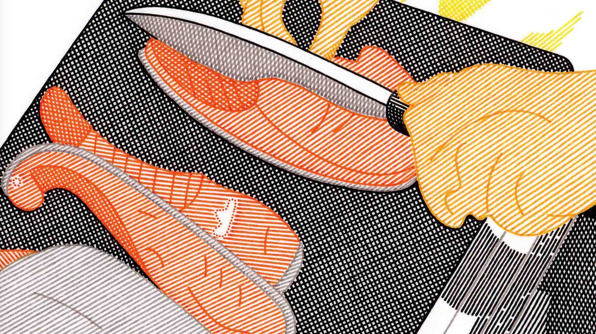 knife holding white background 1boy cutting board food pants  illustration images