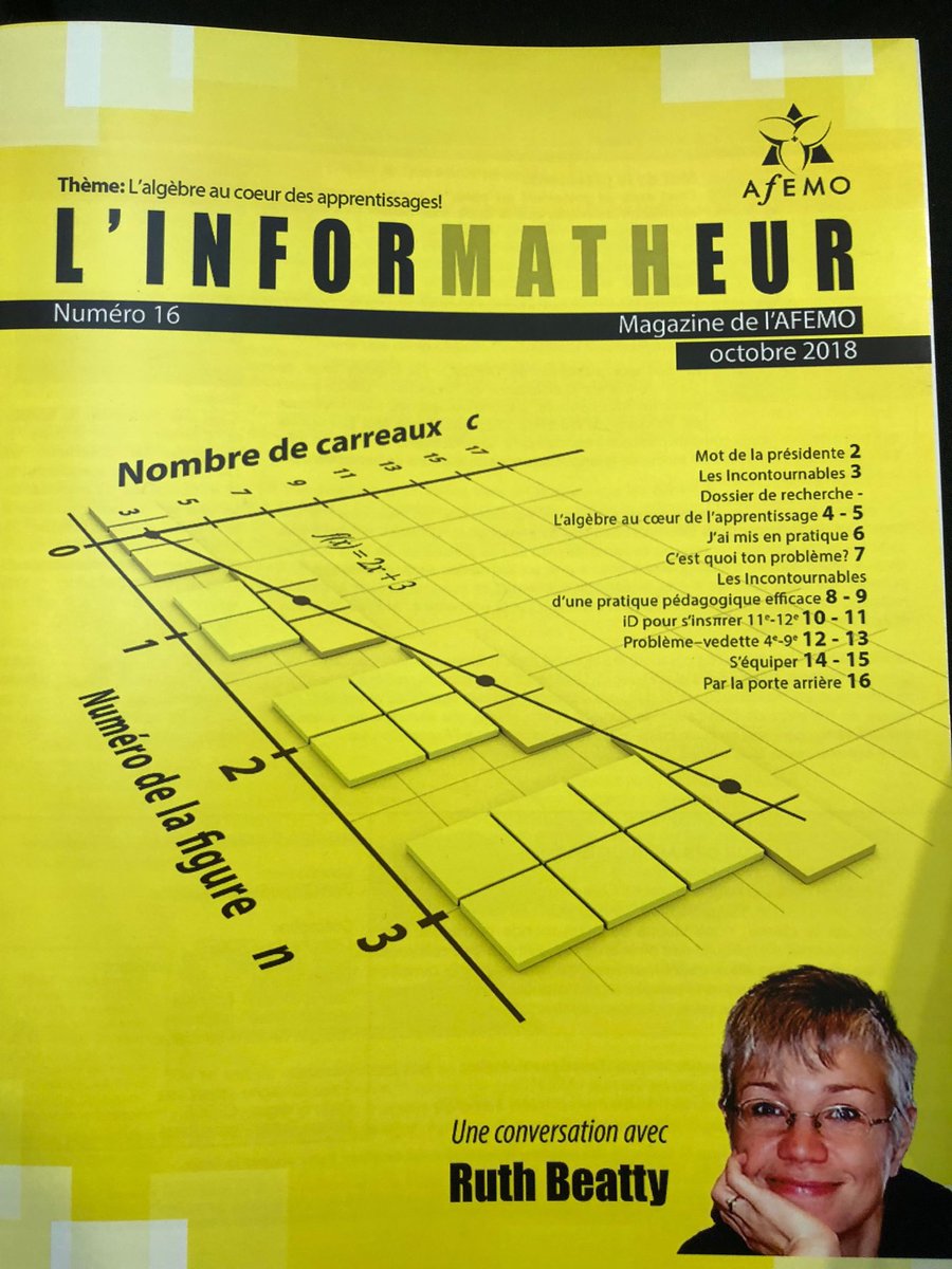 Le 16e édition de L’Informatheur disponible à l’accueil du congrès de l’⁦<a href="/afemo_on_ca/">AFEMO</a>⁩ . Une entrevue avec Ruth Beatty #AFEMO2018