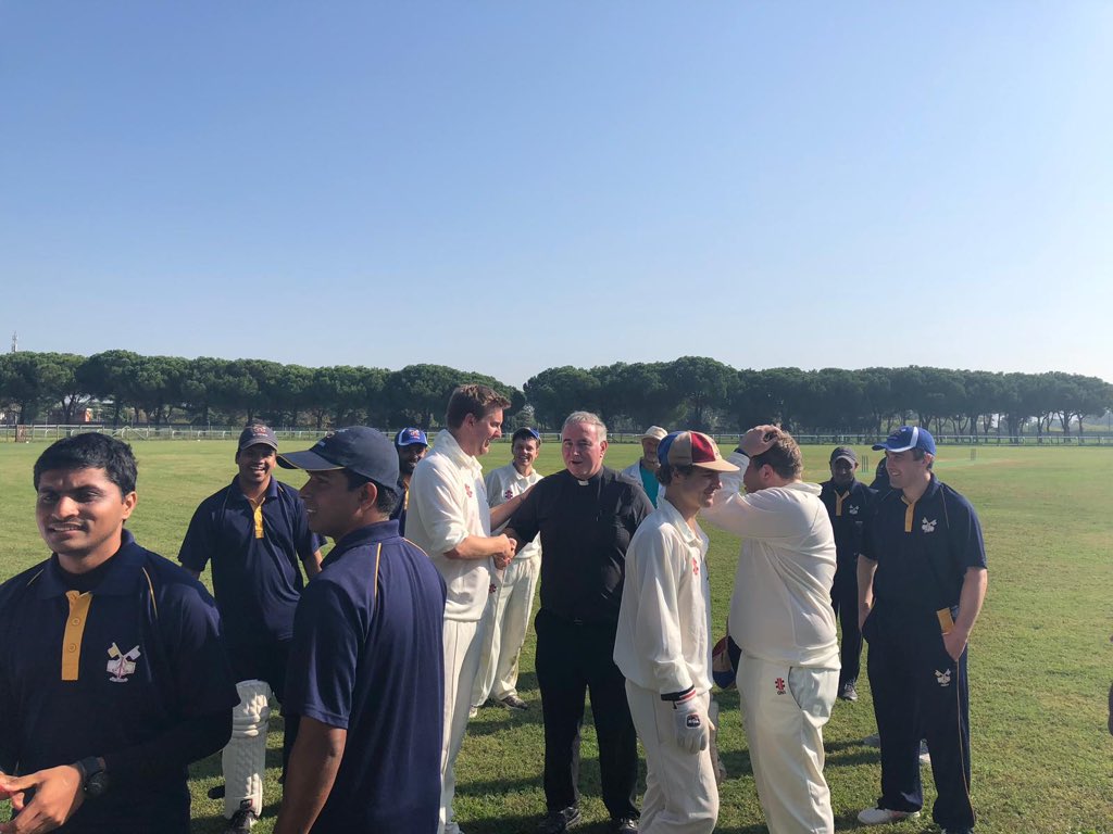 jscattergood1's tweet photo. Thank you to all involved for an incredibly memorable weekend in Rome and the Vatican. Almost £9000 raised for @MNDoddie5 @CWBafrica. Two well fought fixtures @VaticanCricket @RomaCapannellec. Dozens of memories for ALBCC. Until next year! https://t.co/eN6pgFuCA3