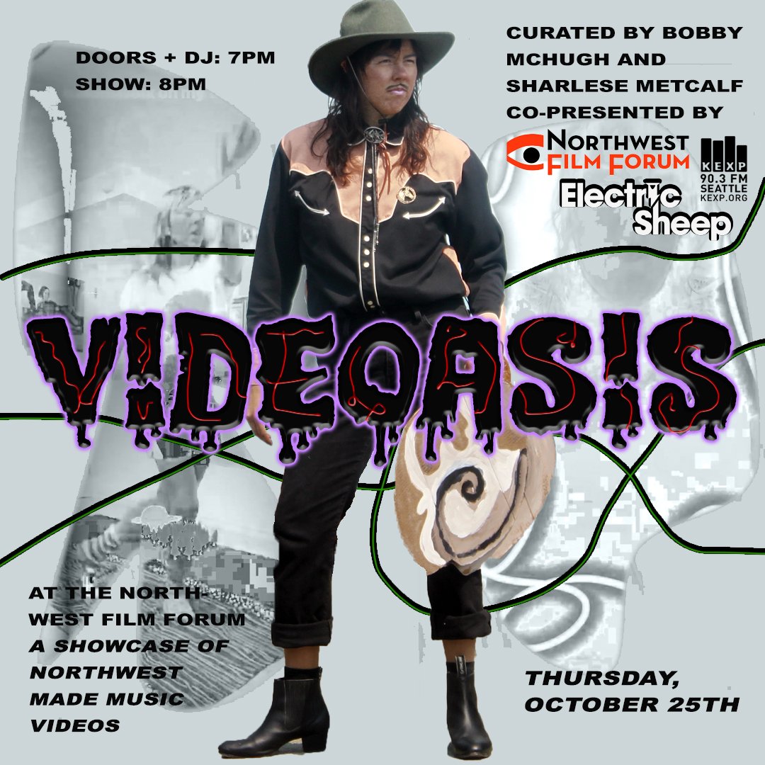kexp's tweet photo. A very spooky #Videoasis will be taking place on 10/25, featuring music videos from @donormaalright, @TheseWimps, @knife_knights, @mudhoney, and more local ghouls. Join us at @nwfilmforum for this #Halloween event! Find more info here: https://t.co/CNHuBswRbn https://t.co/z4UmbhFWMG