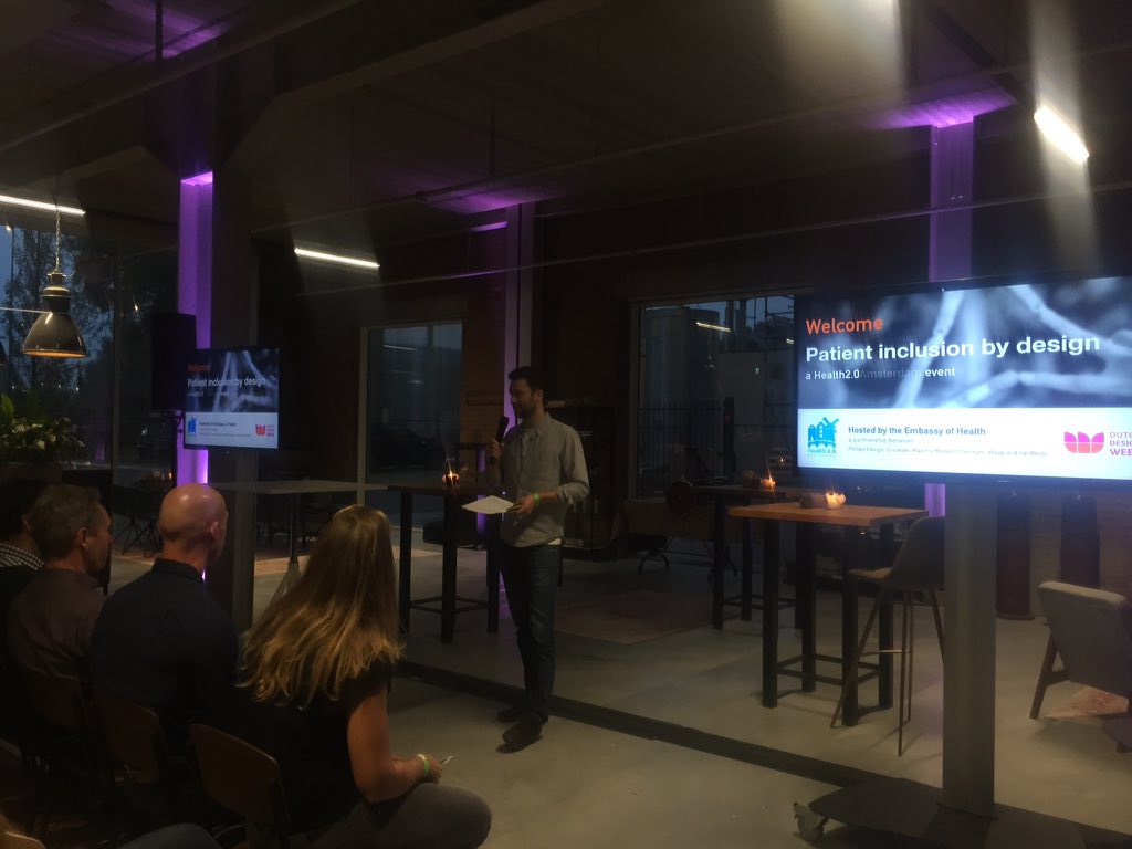.<a href="/shaunvog/">shaunvog</a> kicking off “Patient inclusion by #design” meetup at <a href="/dutchdesignweek/">Dutch Design Week</a> in Eindhoven  #patientincluded