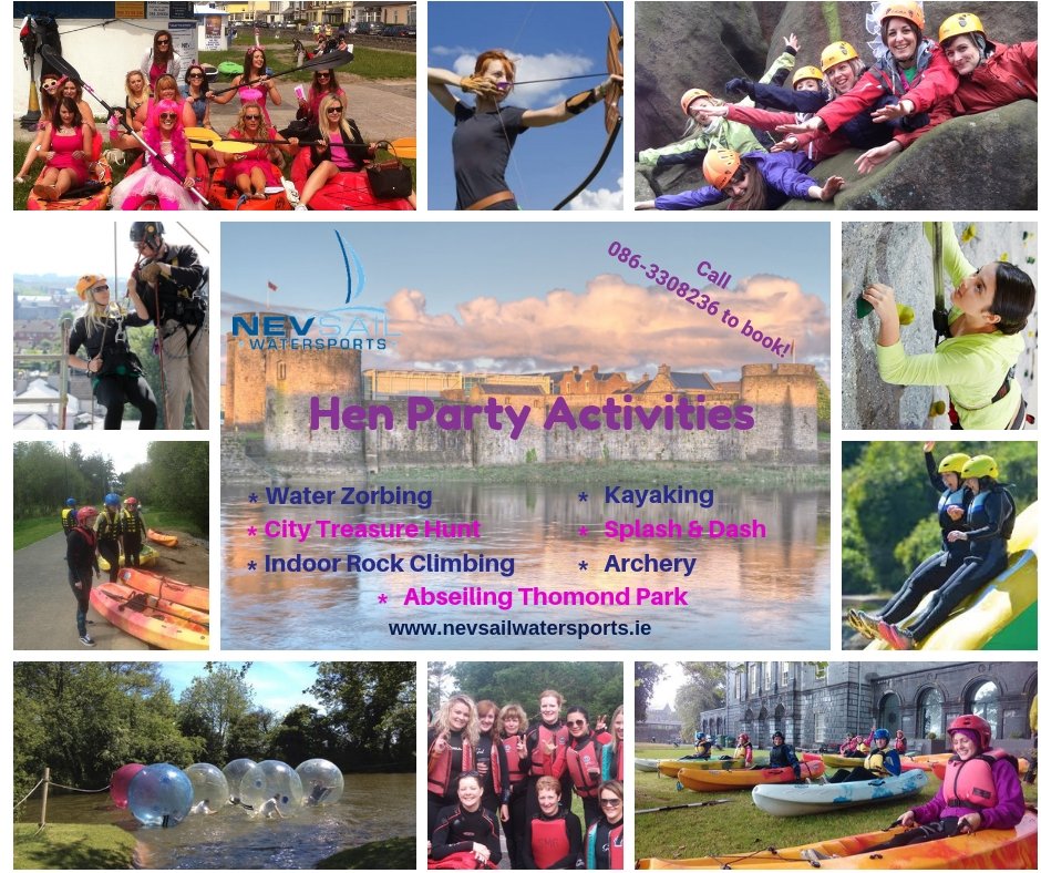 🔥 HEN Party Activities
Hen party with a difference with a variety of land & water based activities.
Email us on info@nevsailwatersport.ie or call us today on 0863308236.
.
.
#henparty #henwithadifference #kayaking #waterzorbing #treasurehunt #groupbonding #teamchallenges